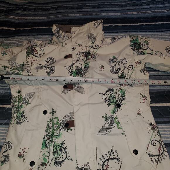 BONFIRE Size XS Woman's Snowboard Blur Ski Jacket White Green Logo NO HOOD - Picture 9 of 10